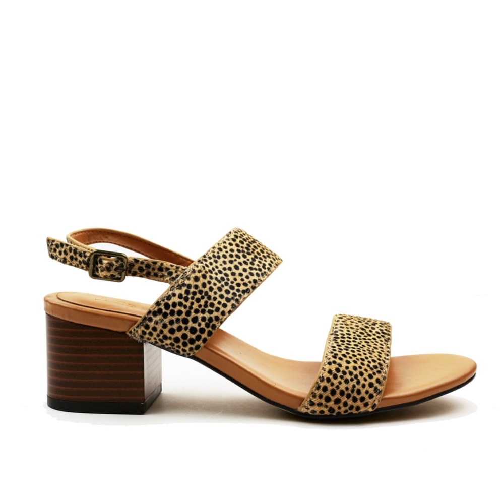 New JCREW Calf Hair Low Block-Heel Sandals - Picture 2 of 5